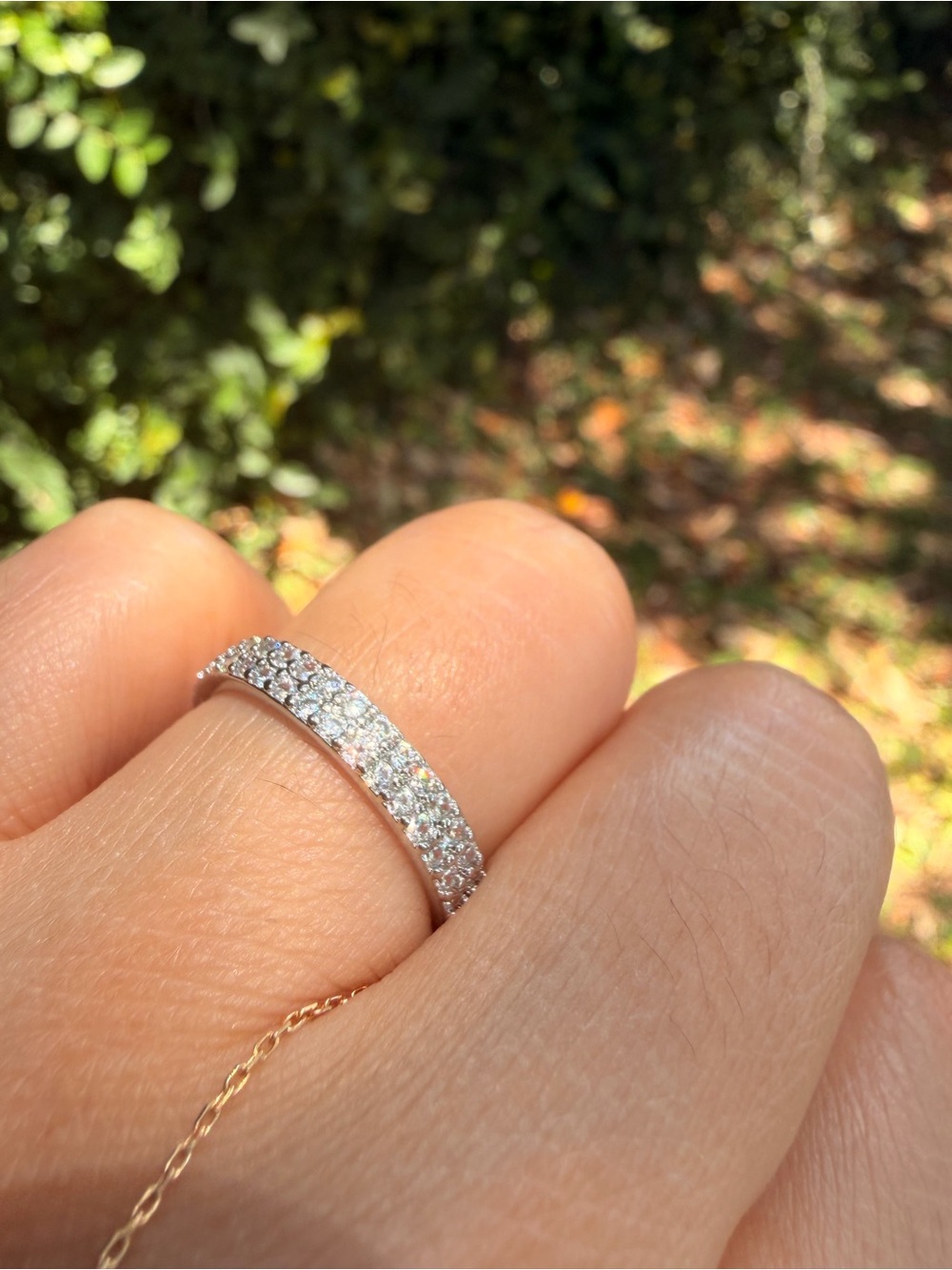 Silver Ring Triple-Row Pavé Band Ring in Silver with Clear Stones  High Quality - Picture 6 of 10